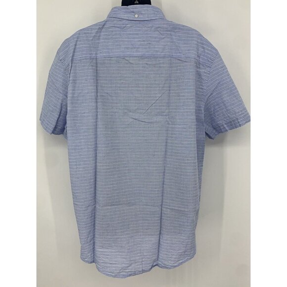 Tommy Hilfiger Shirt Extra Large Blue Stripe Collar Button Short Sleeve Men B71 - Picture 5 of 8